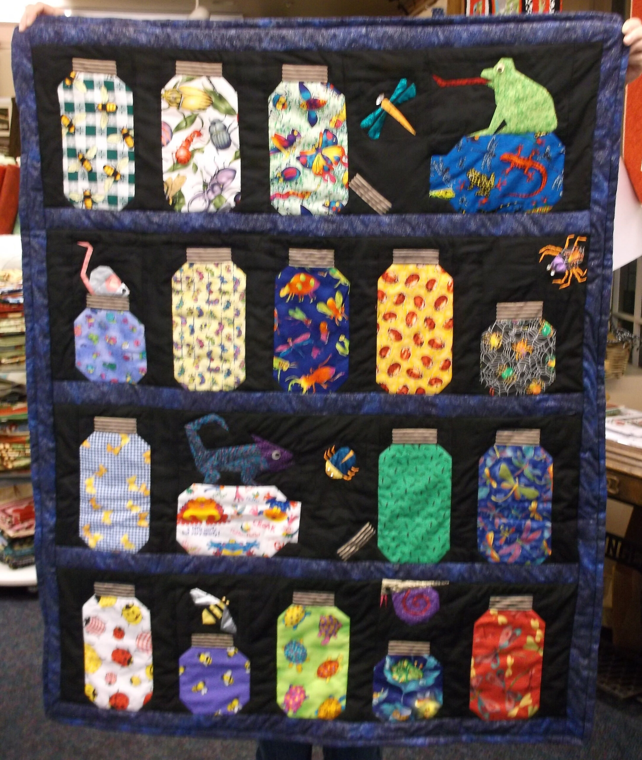 Escaping Bugs Bottle Quilt Made By Glynis Sylvia In Troy MI Around