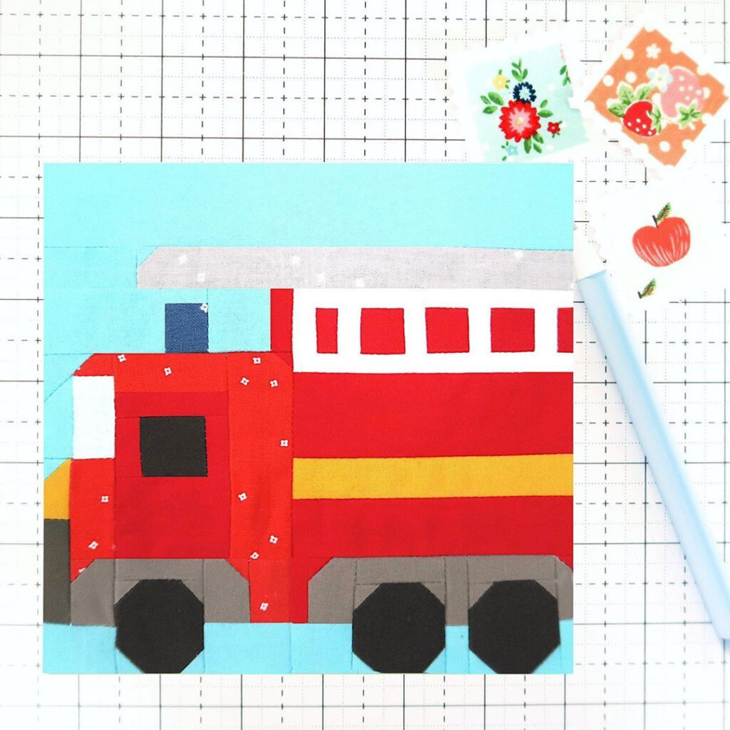 Fire Truck Block In 2020 Quilt Blocks Quilt Block Patterns Quilts