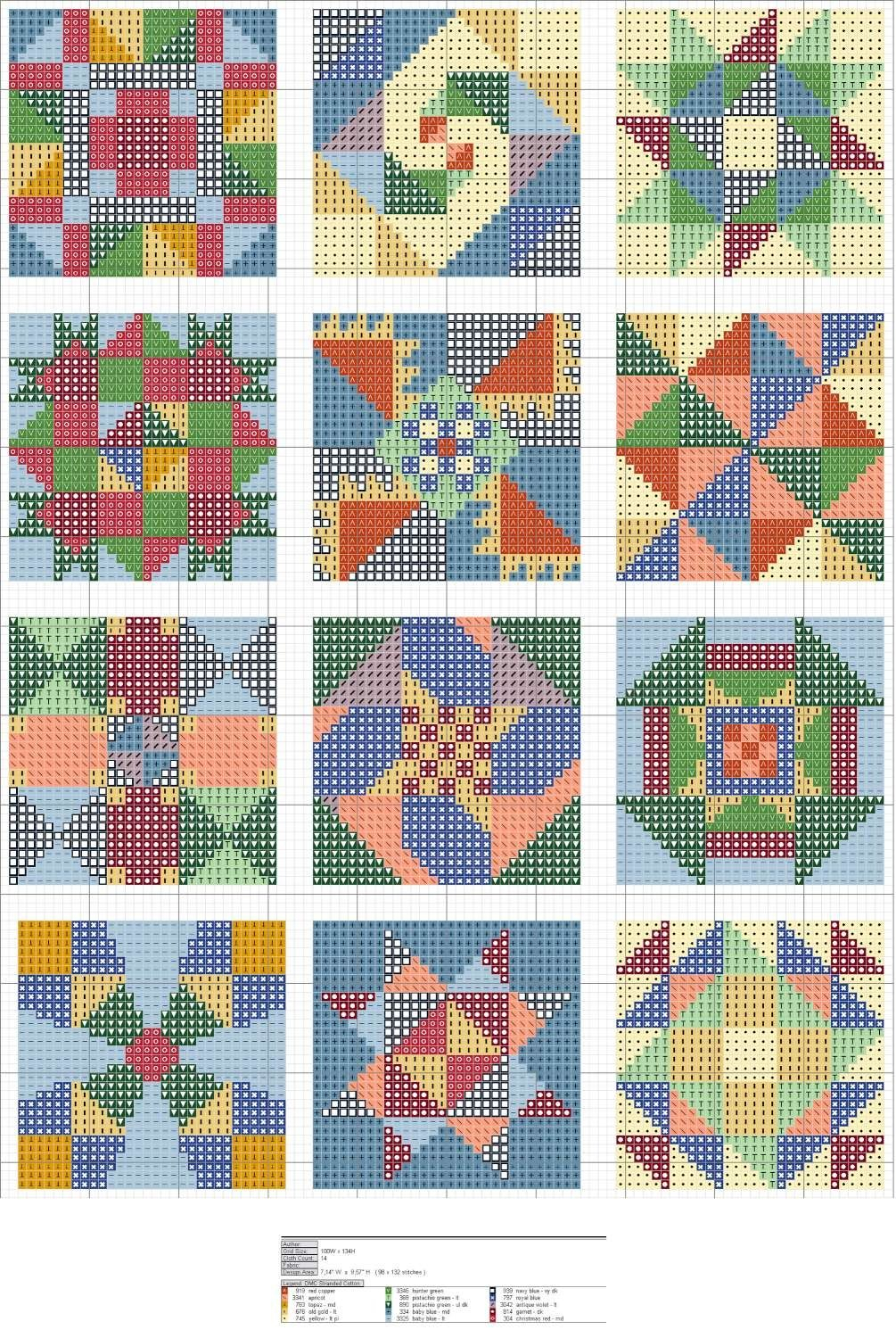 Free Cross Stitch Quilt Block Patterns No Color Chart Available
