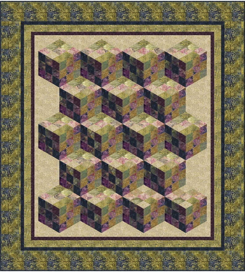 Nine Patch Tumbler Quilt Pattern Queen Lap Tumbling Block Etsy