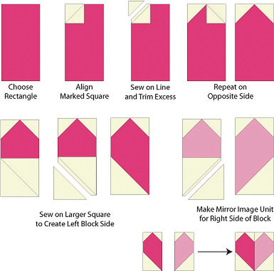 Patchwork Hearts Quilt Block Pattern