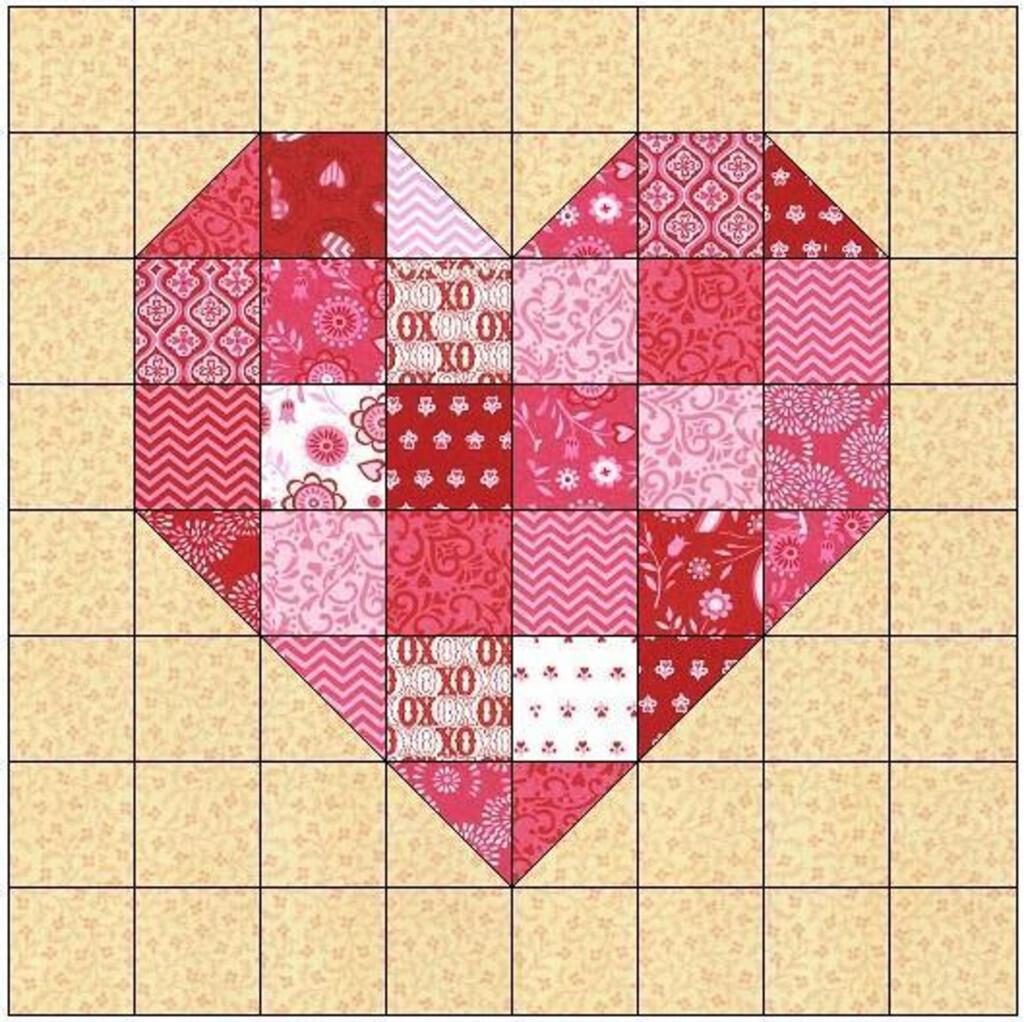Scrappy Heart Quilt Block Pattern Craftsy Heart Quilt Pattern 