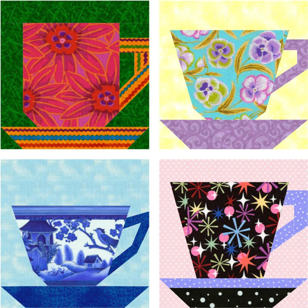 Tea And Coffee Cups Free Paper Pieced Blocks Paper Piecing Patterns 