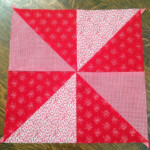 Vintage Pieced 16 Inch Quilt Block Red White Fabrics