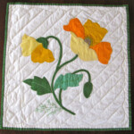 Vintage Quilt Block Applique Poppy Finished Yellow Orange