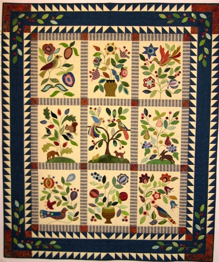 My Enchanted Garden Block Of The Month Quilt Kit BOM Hand Dyed WOOL 